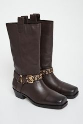 Kozaki damskie skórzane biker LIU JO. Kozaki damskie Liu Jo, bez obcasa, bez zapięcia. Za 1,169.00 zł.