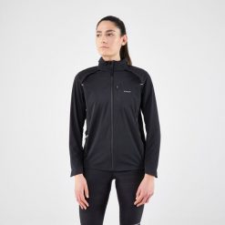 Kurtka do biegania damska Kiprun Run 900 Warm Regul. Czarne kurtki damskie KIPRUN, l, bez wzorów, z materiału, bez kaptura. Za 299.99 zł.