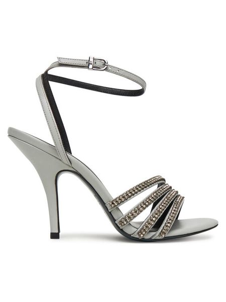 Patrizia Pepe Sandały 8X0076/L083 Srebrny. Szare sandały damskie Patrizia Pepe, bez wzorów, ze skóry, bez obcasa, na szpilce, bez zapięcia. Za 879.99 zł.