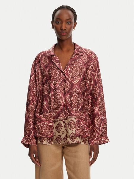 ViCOLO Koszula TD0378 Bordowy Relaxed Fit. Czerwone koszule damskie ViCOLO, m, bez wzorów, z wiskozy, bez kołnierzyka, bez ramiączek. Za 299.99 zł.