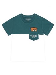 Guess T-Shirt N5YI1 1K8HM4 Zielony Regular Fit. Zielone t-shirty i koszulki chłopięce Guess, z aplikacjami, z bawełny, bez kołnierzyka, bez ramiączek. Za 59.99 zł.