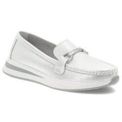 Srebrne Mokasyny S.Barski Eleganckie Wsuwane Obuwie Damskie. Szare mokasyny damskie S.BARSKI, z materiału, bez obcasa. Za 179.00 zł.