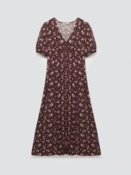 Sukienka damska midi z wiskozy w kwiatowy wzór brązowa Pala 804. Brązowe sukienki damskie Big Star, bez wzorów, z tkaniny, boho, bez ramiączek. Za 249.99 zł.