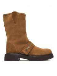 LOVE MOSCHINO Botki JA24064G1PIG0210 Brązowy. Brązowe botki damskie Love Moschino, ze skóry, bez obcasa, na płaskiej podeszwie, bez zapięcia. Za 1,299.00 zł.