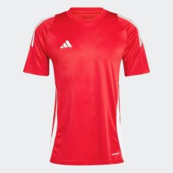 Koszulka treningowa piłkarska ADIDAS Tiro 24. Koszulki damskie Adidas, l, bez wzorów, prążkowane, bez kołnierzyka, bez ramiączek. Za 79.99 zł.