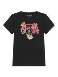 Guess T-Shirt J5GI16 K6YW4 Czarny Regular Fit. Czarne koszulki i t-shirty dziewczęce Guess, z aplikacjami, z bawełny, bez kołnierzyka, bez ramiączek. Za 59.99 zł.