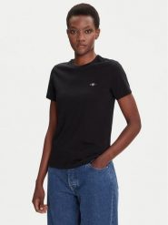 Gant T-Shirt Shield 4200200 Czarny Regular Fit. Czarne t-shirty damskie Gant, m, bez wzorów, z bawełny, bez kołnierzyka. Za 129.99 zł.
