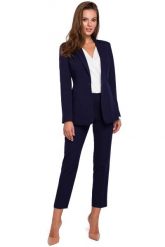 Atramentowy Klasyczny Żakiet na Jeden Guzik. Niebieskie marynarki i żakiety damskie MAKEOVER, l, bez wzorów, z elastanu, klasyczne. Za 248.90 zł.