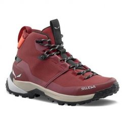 Buty trekkingowe damskie Salewa Puez Mid Powertex. Czerwone obuwie trekkingowe damskie Salewa, z materiału, za kostkę, bez zapięcia. Za 859.99 zł.