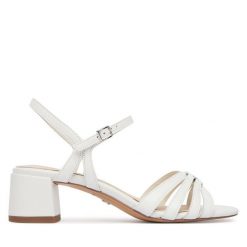 Sandały Tamaris. Białe sandały damskie Tamaris, bez wzorów, bez obcasa, na słupku, bez zapięcia. Za 329.99 zł.