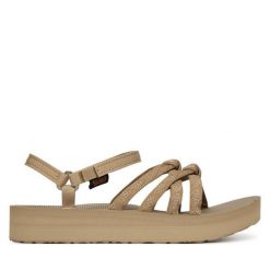 Sandały Teva. Brązowe sandały damskie Teva, bez wzorów, bez obcasa, na płaskiej podeszwie, bez zapięcia. Za 319.99 zł.