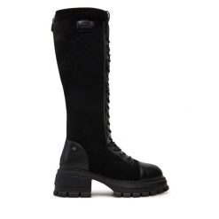 Kozaki GOE. Czarne kozaki damskie GOE, bez obcasa, na płaskiej podeszwie, bez zapięcia. Za 429.99 zł.