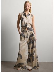 STEFANEL Bluzka w kolorze beżowo-czarnym rozmiar: 36. Brązowe bluzki damskie Stefanel, bez wzorów, bez kołnierzyka, bez ramiączek. Za 152.99 zł.