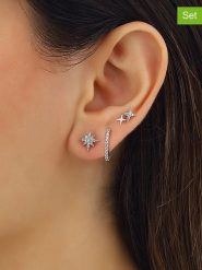 Miu Silver Srebrne kolczyki (3 szt.) z cyrkoniami rozmiar: onesize. Szare kolczyki damskie Miu Silver, z cyrkonią, srebrne. Za 122.67 zł.