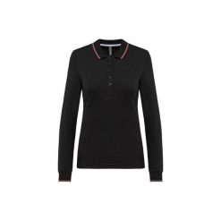 Damska koszulka polo pique z długim rękawem Kariban. Czarne bluzki damskie KARIBAN, bez wzorów, bez kołnierzyka, bez ramiączek. Za 163.00 zł.