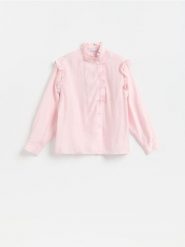 Koszula z lyocellem - pastelowy róż. Czerwone koszule damskie Reserved, l, bez wzorów, z lyocellu, bez kołnierzyka, bez ramiączek. Za 149.99 zł.