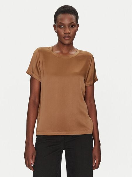 ViCOLO Bluzka TD0007 Brązowy Relaxed Fit. Brązowe bluzki damskie ViCOLO, xs, bez wzorów, z wiskozy, bez kołnierzyka, bez ramiączek. Za 109.99 zł.