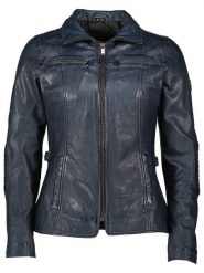 HIS Skórzana kurtka w kolorze granatowym rozmiar: 40. Niebieskie kurtki damskie HIS, bez wzorów, ze skóry, bez kaptura. Za 461.21 zł.