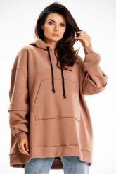 Bluza damska oversize z kapturem bawełna premium beżowa. Brązowe bluzy damskie Infinite You, l, z aplikacjami, z bawełny, z kapturem. Za 299.00 zł.