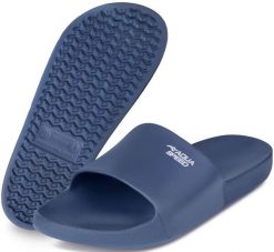 Klapki basenowe Aqua Speed Ohio. Niebieskie klapki damskie Aqua-Speed, bez wzorów, z materiału, bez obcasa, bez zapięcia. Za 50.99 zł.