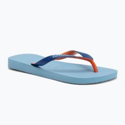 Japonki Havaianas Top Mix. Niebieskie klapki damskie Havaianas, bez wzorów, bez obcasa, bez zapięcia. Za 83.99 zł.