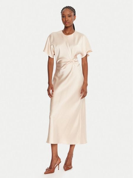 Rinascimento Sukienka koktajlowa CFC0125718003 Beżowy Regular Fit. Brązowe sukienki damskie Rinascimento, bez wzorów, z syntetyku, wizytowe, bez ramiączek. Za 219.99 zł.