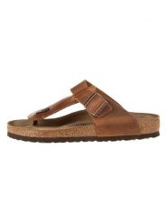 Birkenstock Skórzane japonki "Medina" w kolorze jasnobrązowym rozmiar: 40. Brązowe klapki damskie Birkenstock, bez wzorów, z otwartym noskiem, bez obcasa, bez zapięcia. Za 372.95 zł.