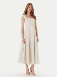 Rinascimento Sukienka koktajlowa CFC0125066003 Beżowy Regular Fit. Brązowe sukienki damskie Rinascimento, bez wzorów, z bawełny, wizytowe, bez ramiączek. Za 489.99 zł.