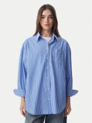 Tommy Jeans Koszula Essential DW0DW22936 Niebieski Oversize. Niebieskie koszule damskie Tommy Jeans, xs, bez wzorów, z bawełny, bez kołnierzyka, bez ramiączek. Za 449.99 zł.