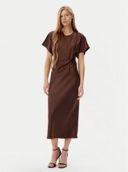 Rinascimento Sukienka koktajlowa CFC0122932003 Brązowy Regular Fit. Brązowe sukienki damskie Rinascimento, bez wzorów, z syntetyku, wizytowe, bez ramiączek. Za 239.99 zł.