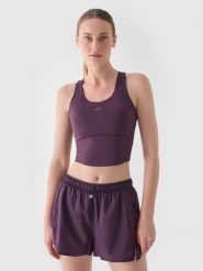 4F Crop top treningowy szybkoschnący damski - fioletowy XL. Fioletowe koszulki sportowe damskie 4F, xl, bez wzorów, z dzianiny, bez ramiączek, na fitness i siłownię. W wyprzedaży za 49.99 zł.