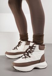 Beżowo-Brązowe Śniegowce na Grubej Podeszwie z Geometrycznym Wzorem Alwedea. Brązowe śniegowce damskie Born2be, z jeansu. Za 114.99 zł.