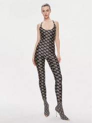 Elisabetta Franchi Kombinezon TU-011-41E2-V280 Czarny Slim Fit. Czarne sukienki damskie Elisabetta Franchi, bez wzorów, z syntetyku, bez ramiączek. Za 1,009.00 zł.