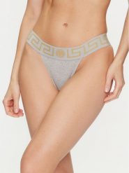 Versace Stringi AUD01042 Szary. Szare stringi Versace, bez wzorów, z bawełny. Za 199.99 zł.