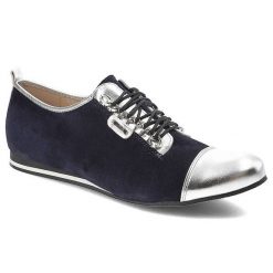 Granatowe Półbuty Libero Eleganckie Buty Damskie. Niebieskie półbuty damskie Libero, na wiosnę, bez wzorów, ze skóry, bez obcasa, bez zapięcia. Za 179.00 zł.