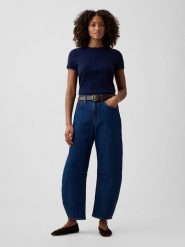 GAP Dżinsy - Barrel fit - w kolorze granatowym rozmiar: W28. Niebieskie jeansy damskie GAP, z podwyższonym stanem. Za 174.95 zł.
