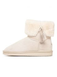 ISLAND BOOT Botki zimowe "Cinnamon" w kolorze kremowym rozmiar: 39. Brązowe botki damskie Island Boot, na zimę, z materiału, bez obcasa, bez zapięcia. Za 163.45 zł.