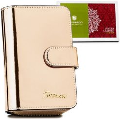 Portfel skórzany Peterson PTN 1N-602 złoty. Żółte portfele damskie Peterson, bez wzorów, ze skóry. Za 119.99 zł.