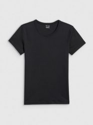 4F T-shirt slim gładki damski - czarny XS. Czarne t-shirty damskie 4F, xs, bez wzorów, z bawełny, bez kołnierzyka. Za 49.99 zł.