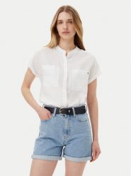 Tommy Hilfiger Koszula WW0WW44715 Biały Regular Fit. Białe koszule damskie Tommy Hilfiger, bez wzorów, ze lnu, bez kołnierzyka, bez ramiączek. Za 249.99 zł.