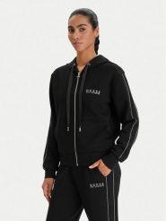 Guess Bluza W6RQ12 KBYE2 Czarny Regular Fit. Czarne bluzy damskie Guess, xxl, z aplikacjami, z wiskozy, bez kaptura. Za 479.99 zł.