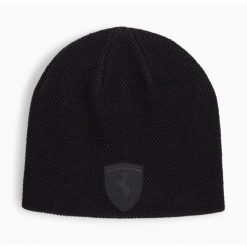 Czapka Zimowa Puma Ferrari Style Beanie. Czarne czapki damskie Puma, na zimę, bez wzorów, z dzianiny. Za 101.20 zł.