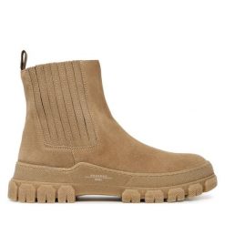 Sztyblety Weekend Max Mara. Brązowe botki damskie Weekend Max Mara, bez obcasa, na płaskiej podeszwie, bez zapięcia. Za 1,509.00 zł.