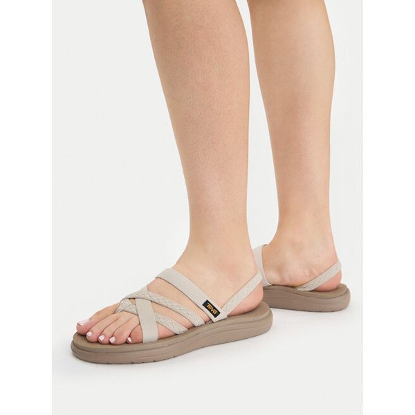 Japonki Teva. Brązowe klapki damskie Teva, bez wzorów, bez obcasa, bez zapięcia. Za 138.99 zł.