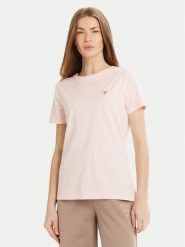 Guess T-Shirt V4YI09 J1314 Beżowy Regular Fit. Brązowe t-shirty damskie Guess, m, z aplikacjami, z bawełny, bez kołnierzyka. Za 109.99 zł.