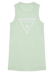 Guess Sukienka codzienna J4GK35 JA914 Zielony Regular Fit. Zielone sukienki dziewczęce Guess, z aplikacjami, z bawełny, bez ramiączek, proste. Za 69.99 zł.