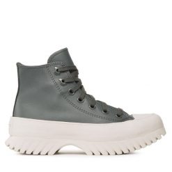 Trzewiki Converse. Szare botki damskie Converse, retro, bez obcasa, na płaskiej podeszwie, bez zapięcia. Za 399.99 zł.