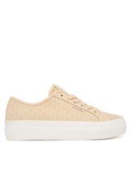 Calvin Klein Sneakersy Vulc Flatf Laceup Jaq Aop HW0HW03265 Żółty jasny. Żółte obuwie sportowe damskie Calvin Klein, z materiału, bez zapięcia. Za 369.99 zł.