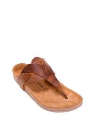 Comfortfusse Skórzane japonki w kolorze jasnobrązowym rozmiar: 35. Brązowe klapki damskie Comfortfüße, bez wzorów, ze skóry, z otwartym noskiem, bez obcasa, bez zapięcia. Za 252.99 zł.