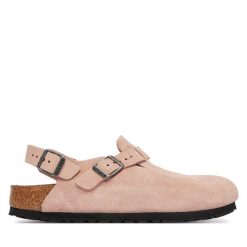 Sandały Birkenstock. Czerwone sandały damskie Birkenstock, bez wzorów, bez obcasa, na płaskiej podeszwie, bez zapięcia. Za 719.99 zł.